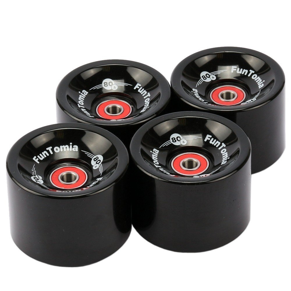 FunTomia Longboard Rollen 70x51mm 80A mit Mach1 Kugellager, Schwarz, 4 Stück