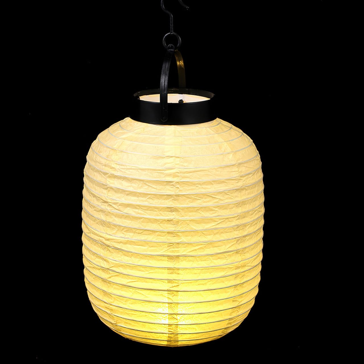 UPKOCH Lot de 2 lanternes japonaises pliables en papier avec lumières LED, 29 x 15 cm, décoration traditionnelle pour extérieur, intérieur, fête, restaurant, atmosphère chaleureuse