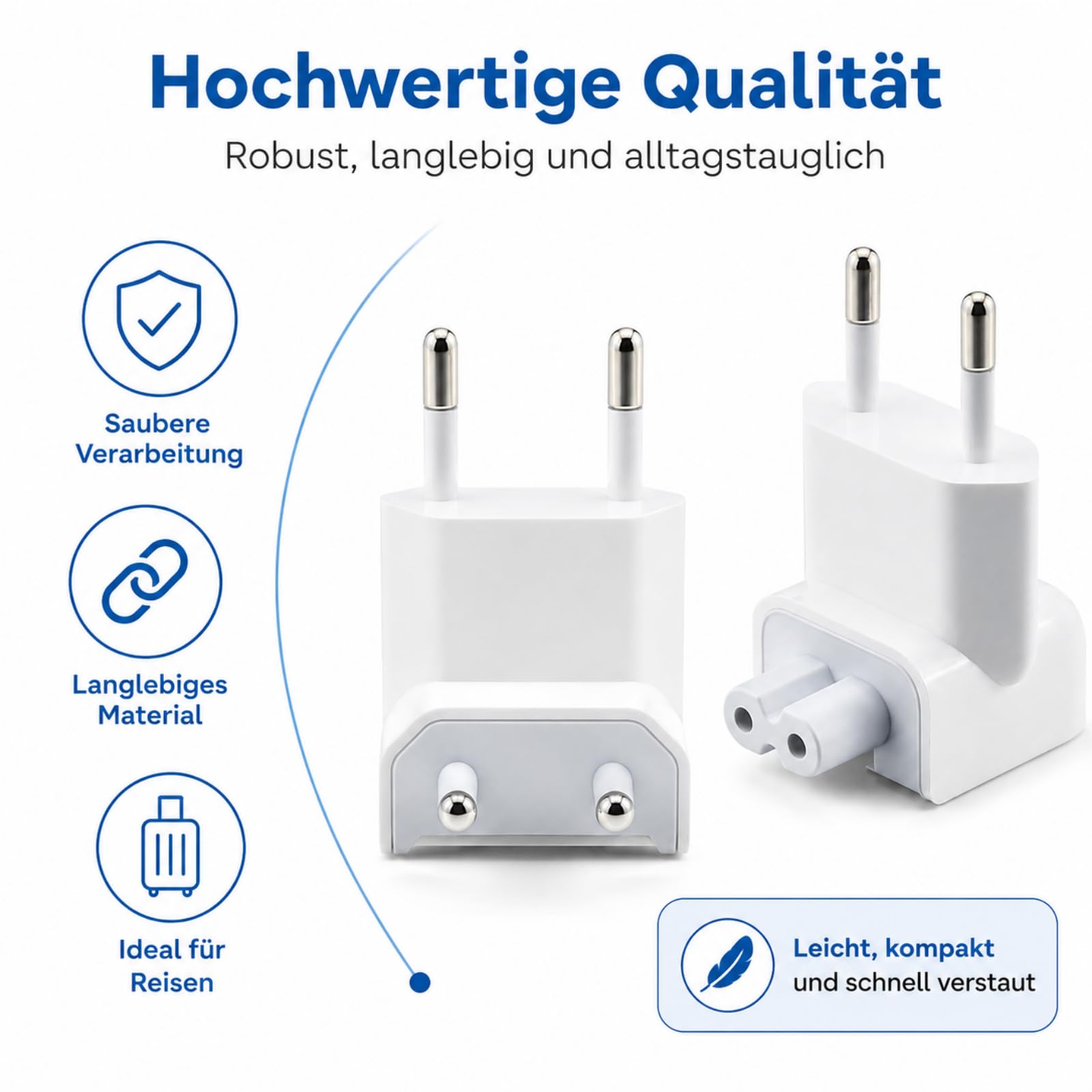 VIEVRE 2 sztuki adapter AC wtyczka europejska, wtyczka UE do zasilacza Apple wtyczka zamienna do MacBook, iPada, ładowarki, konwertera, złącze zastępcze