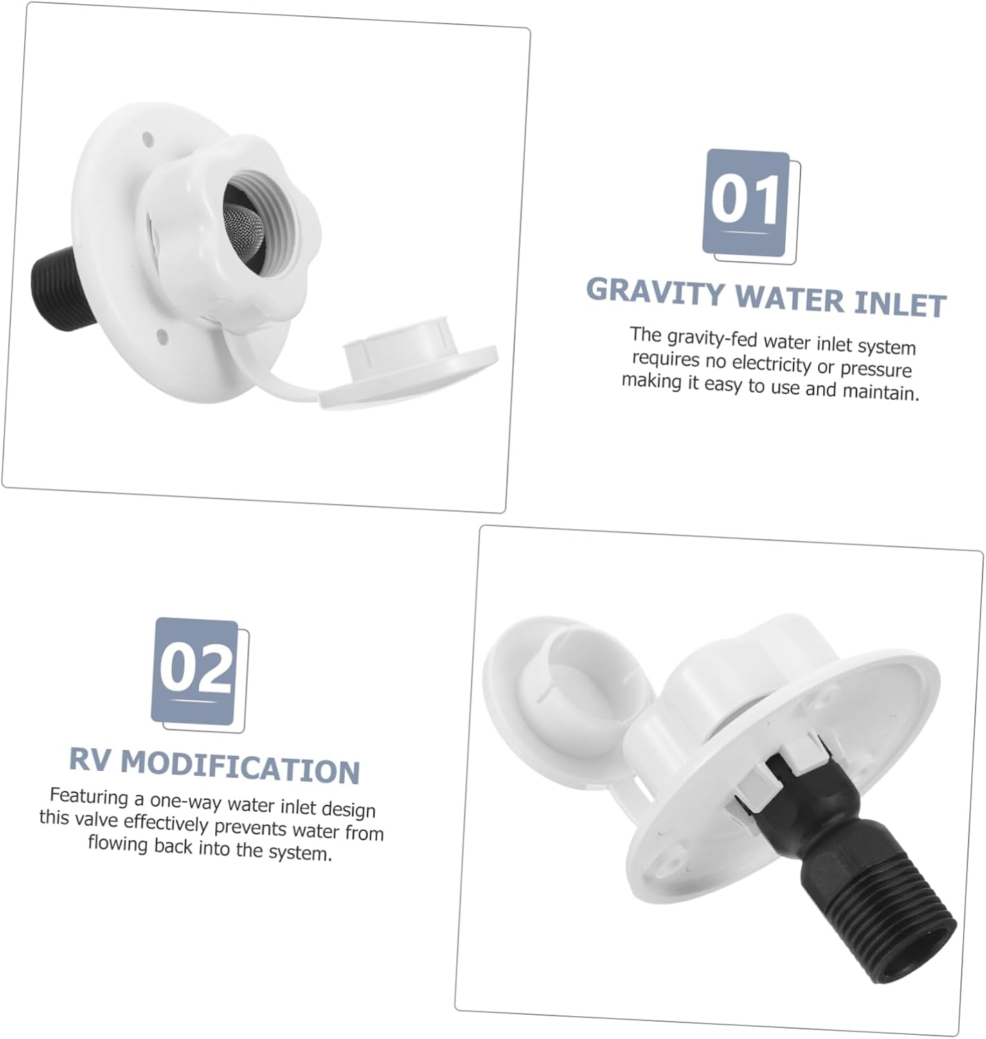 Ciieeo RV Water Inlet Check Valve Gravity Fill Water Connection for and Motorhome for Easy Installation and Backflow Prevention