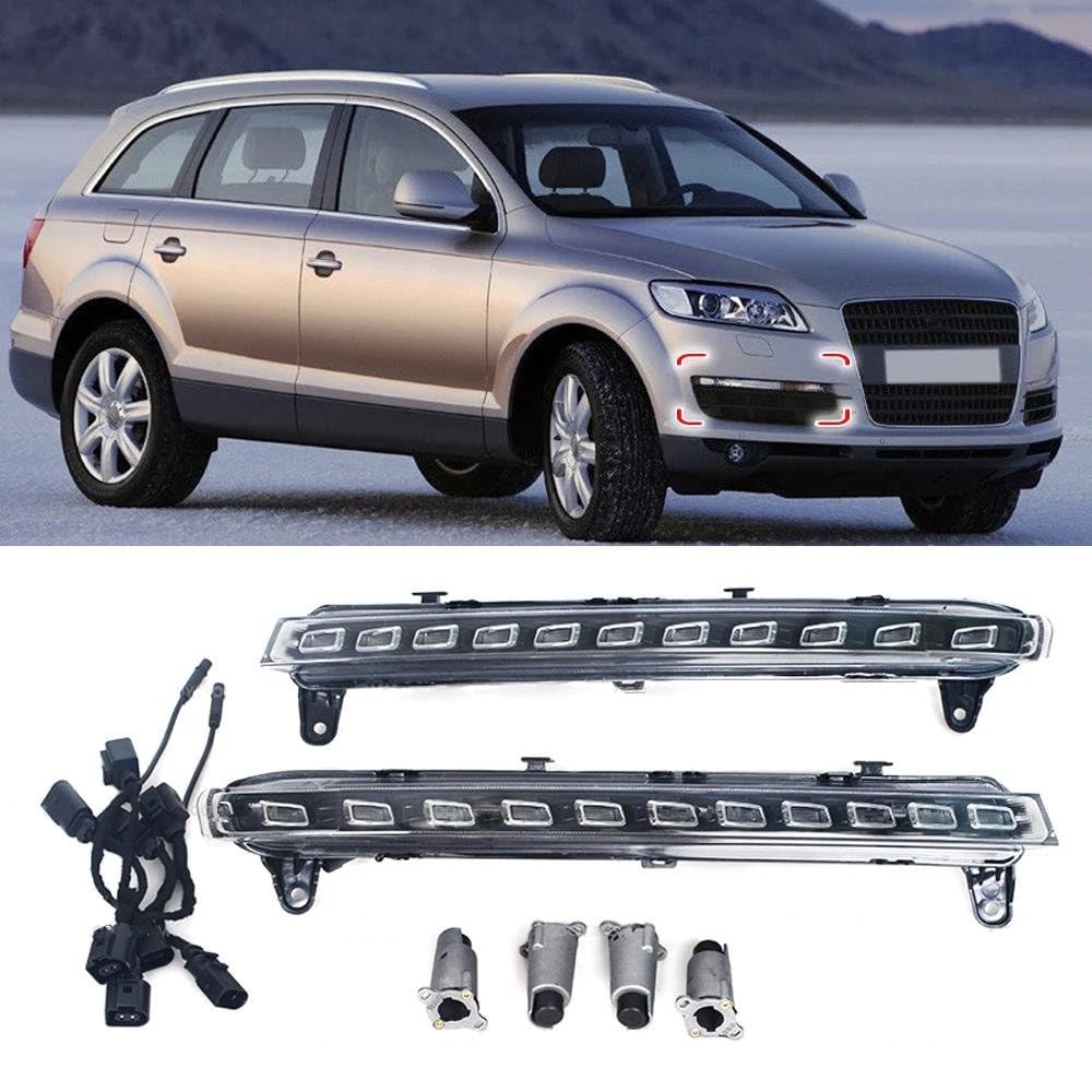Genérico Luces circulación Diurna LED Luces diurnas LED DRL de 12 V para coche con intermitente amarillo para Q7 2006 2007 2008 2009 Conjunto luces antiniebla LED
