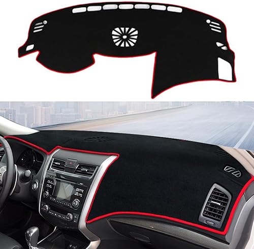 Miniatura 8 de Cubierta de tablero de salpicadero, tapete protector antideslizante para consola central antideslizante (borde rojo)