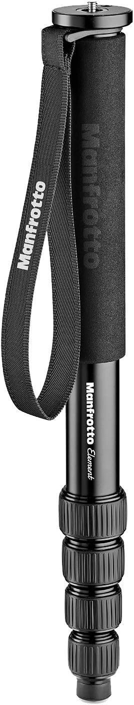Manfrotto MMELEA5BK, Element Aluminium Monopod, Interchangeable Foot, Lightweight, for Telephoto Lens, DSLR, CSC, Mirrorless, Black