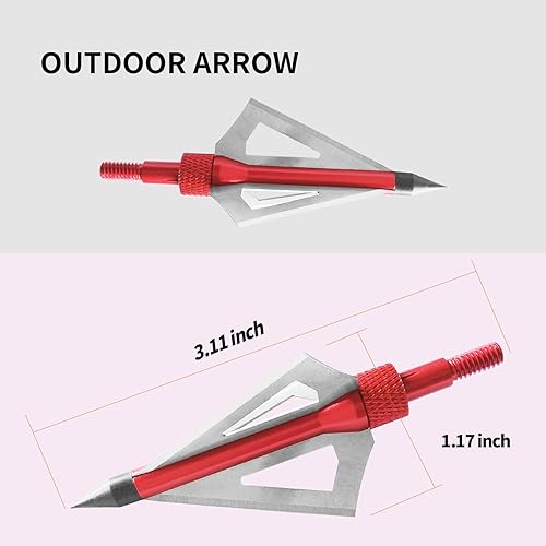 Miniatura 2 de Puntas anchas de tiro con arco, 100 granos atornillados con flecha, 3 cuchillas, cabezas de caza, puntas de flecha compatibles con ballesta y arco