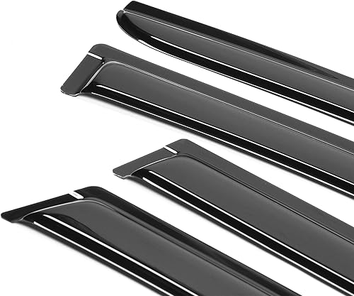 Miniatura 8 de IKON MOTORSPORTS, Visera de ventana compatible con Nissan Murano 2015-2024, estilo delgado, acrílico, negro, sol, lluvia, viento, ventilación,