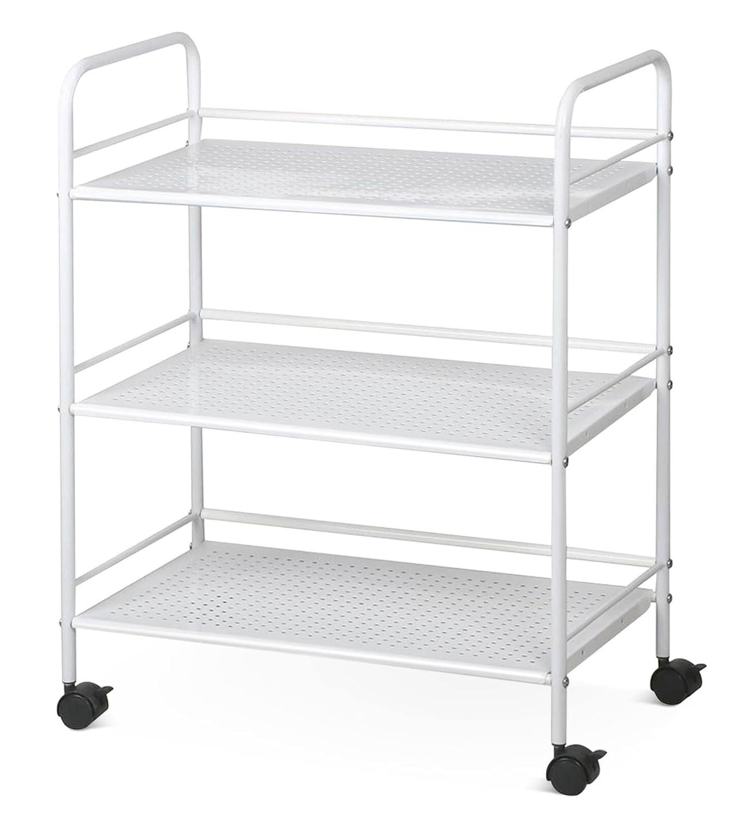 Carrello Portaoggetti per Varie Applicazioni Carrello Portaoggetti in Metallo A 3 Ripiani con Ruote, da Cucina per Ufficio, Camera Letto, Bagno Arredamento