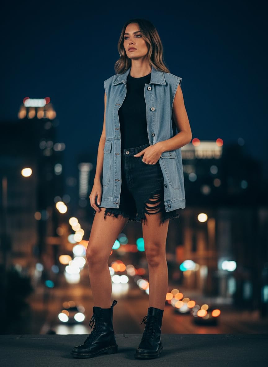 Dokotoo Women's Button Down Denim Vest Sleeveless Jean Jacket with Pockets Classic Cotton DenimTop - Image 5