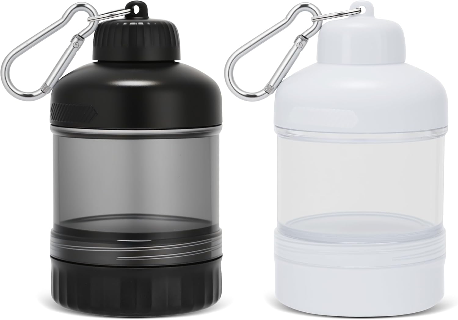 2 Pack Protein Powder Container to Go with Keychain & Keyring, Large Capacity, Clear, Leakproof, Ideal for workouts, fitness, or travel