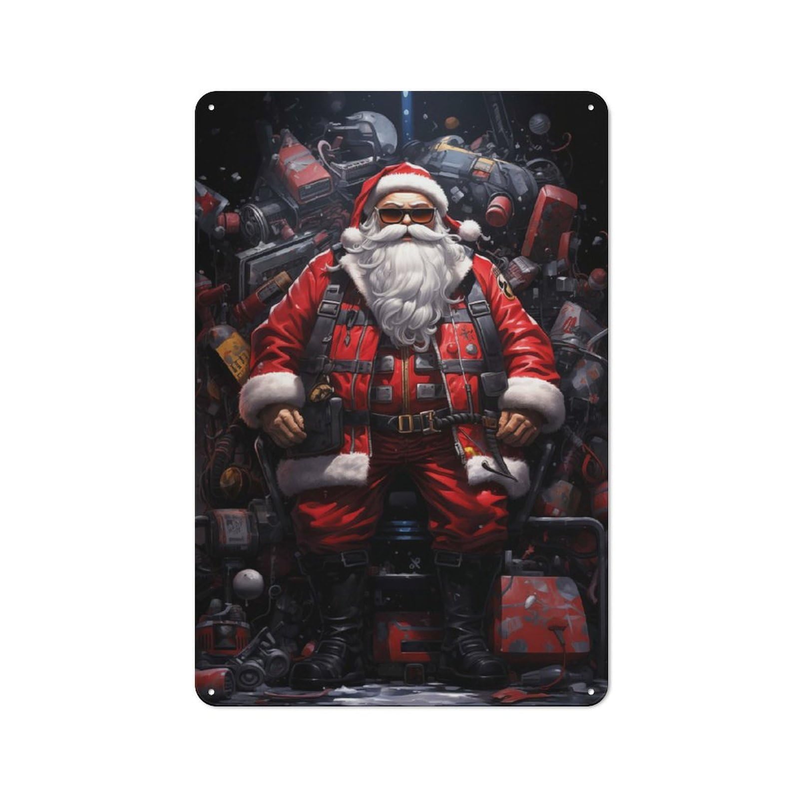 Junmoney Street Santa For Garden Room Or Summerhouse, Vintage Tin Sign 30X20cm, For Display In Garden Rooms And Summerhouses