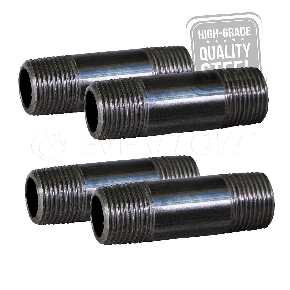Everflow OQCM1270-4 Tubo de Acero para pezón, Negro, 1/2"-7"
