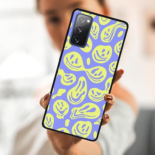 Miniatura 7 de zaztify Compatible con Samsung Galaxy S20 FEFE 5GLite, color azul pastel, blanco, cara sonriente, bonito patrón a prueba de golpes, antideslizante,