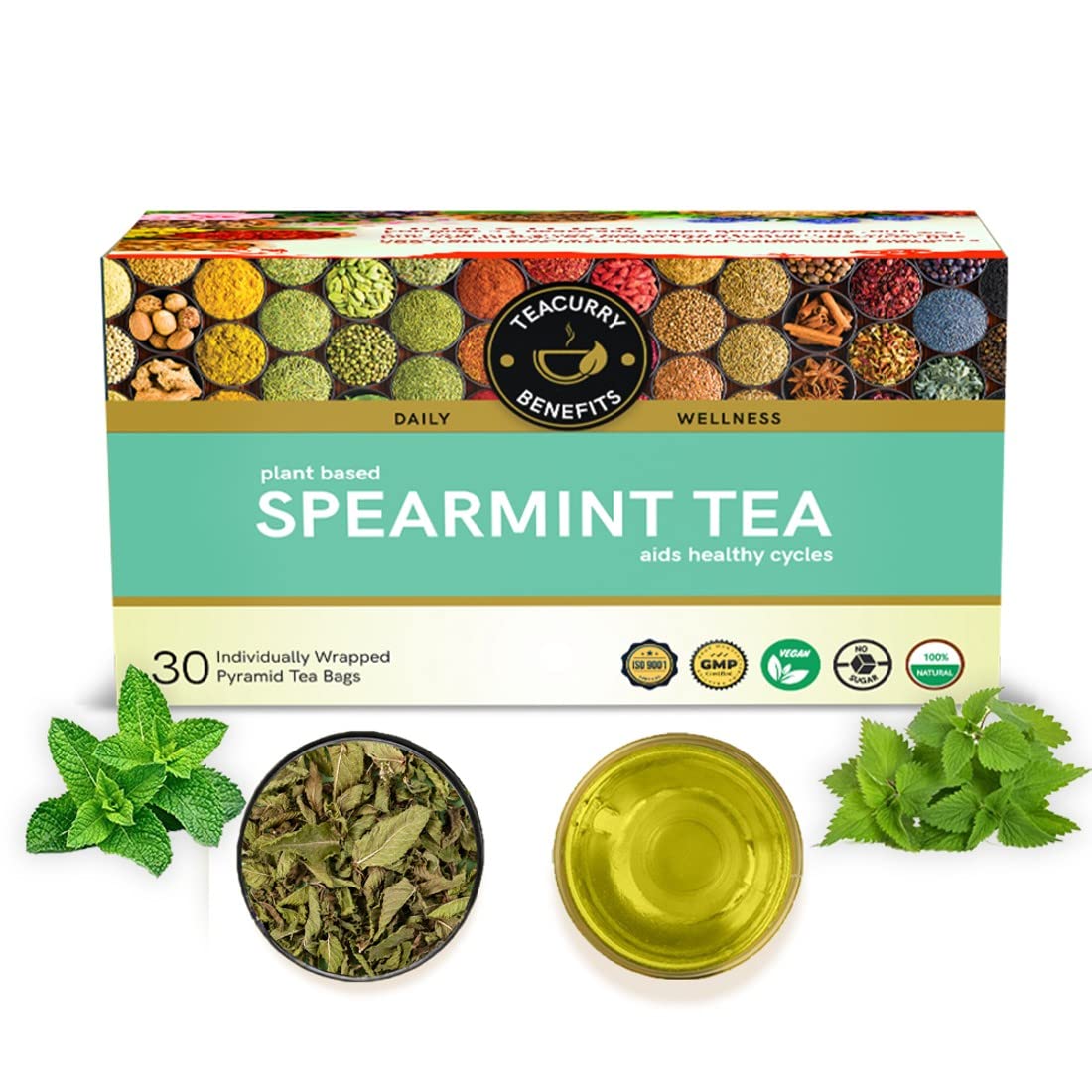 TEACURRY Spearmint Tea Bag - Helps With Hormonal Imbalance, Facial Hair, And Pcos | Spearmint Leaves (30 Tea Bags - 1 Month Pack), 60 Grams (B09JK1BBKZ) Amazon Price History, Amazon Price Tracker