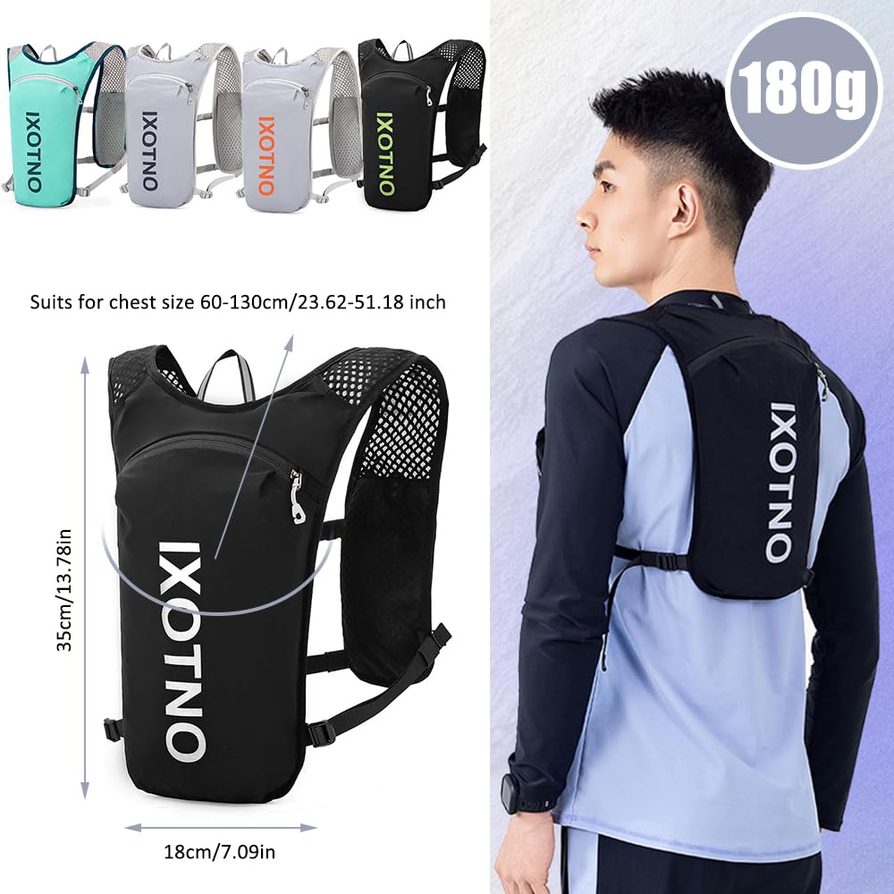 Trinkweste, Rucksack, 5 l, leicht, Laufweste, Rucksack, verstellbare Brustgurte, Trinkweste, mit Wasserblasentasche oder weicher Flasche