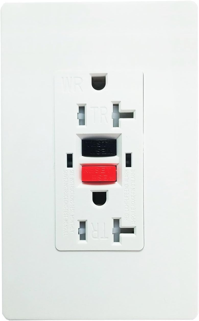 GFCI 20 Amp 125 Voft TR Wall Outlet. SECKATECH Tamper-Resistant | Weather-Resistant | Commercial Grade Standard Wall Socket, Automatically Tests Receptacle with 2 Free Wall plates(UL Listed) 1PACK