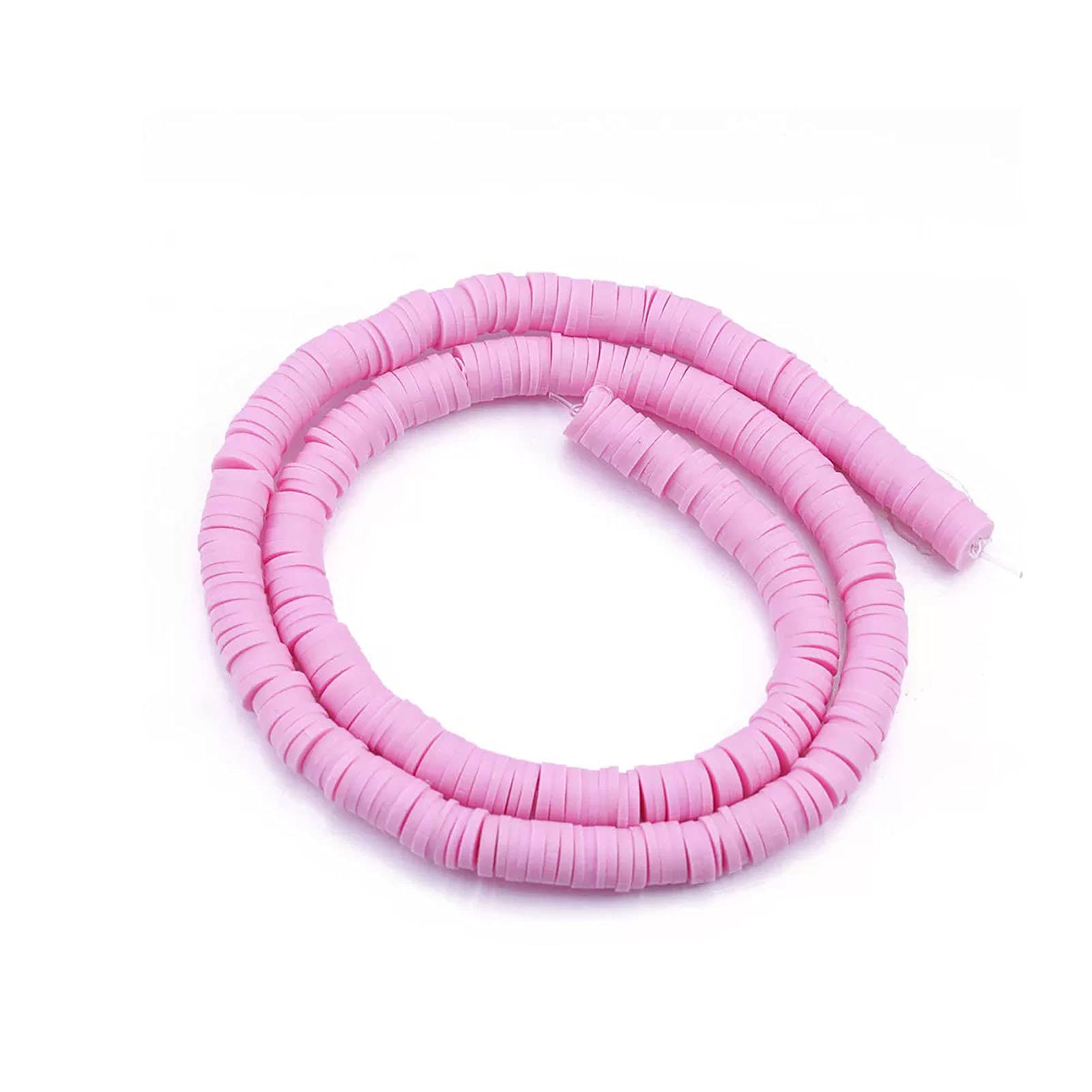 About 380-400pcs 8mm Clay Beads Flat Round Polymer Clay Spacer Beads Light Pink Handmade Rondelle Disc Slice Heishi Loose Bead Strand for DIY Jewelry Bracelet Necklace Earring Craft Making