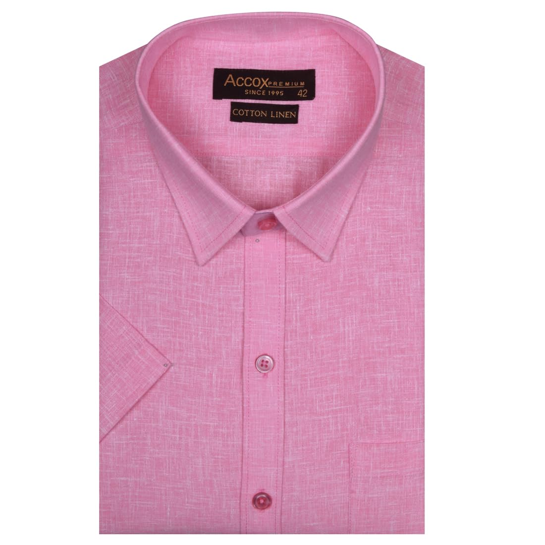 ACCOX Men’s Breathable Cotton Linen Half Sleeves Regular Fit Solid Plain Formal Shirt for Men (GCR232)