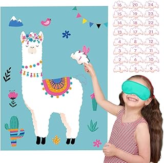 Happy Storm Pin The Tail on The Llama Game, Llama Theme Birthday Party Favors Supplies for Kids, Cactus Cinco de Mayo Classroom Decor, Fiesta Party Games