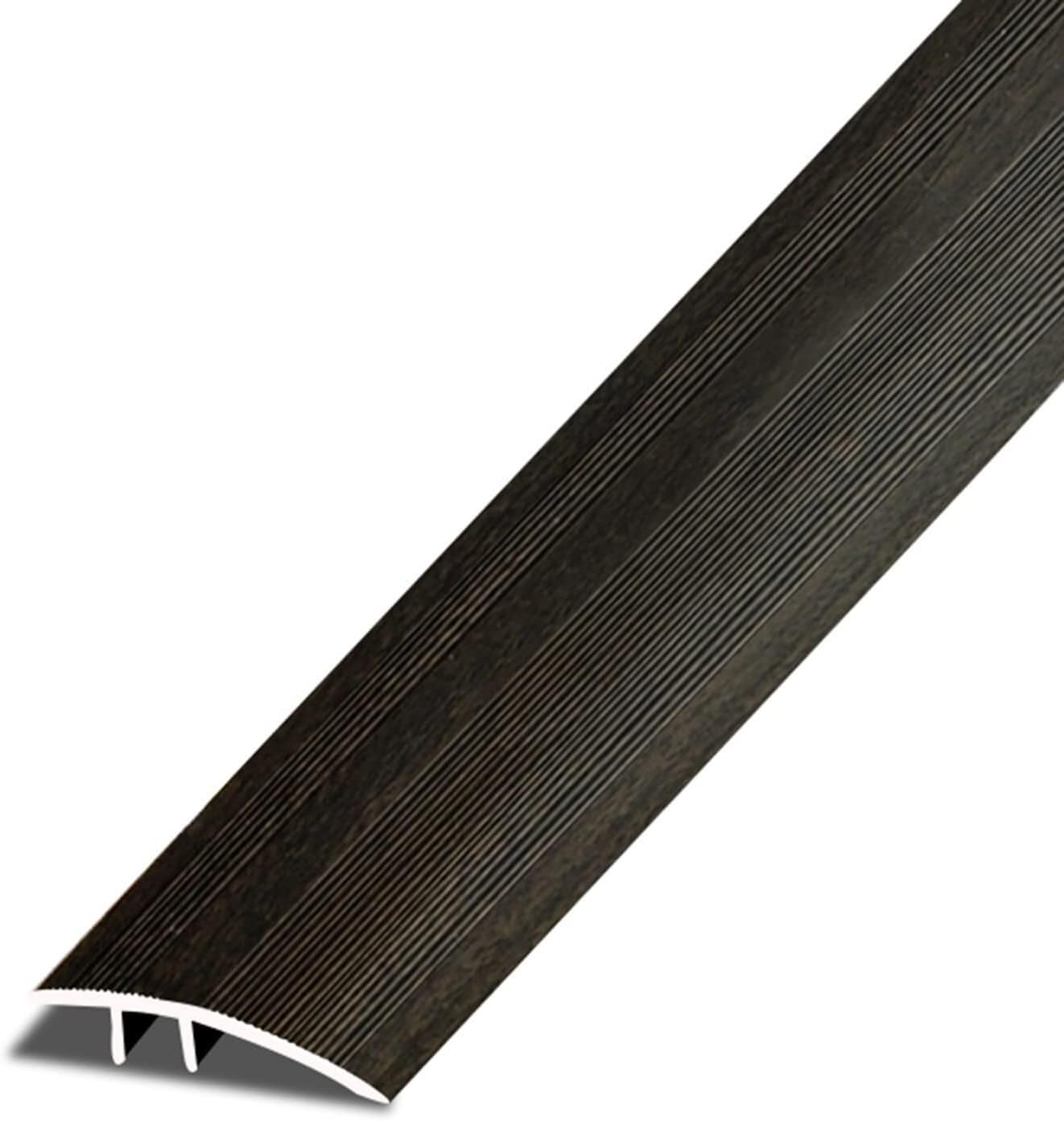 Bande de seuil en aluminium noir avec grain de bois profilé de transition pour sol de salon