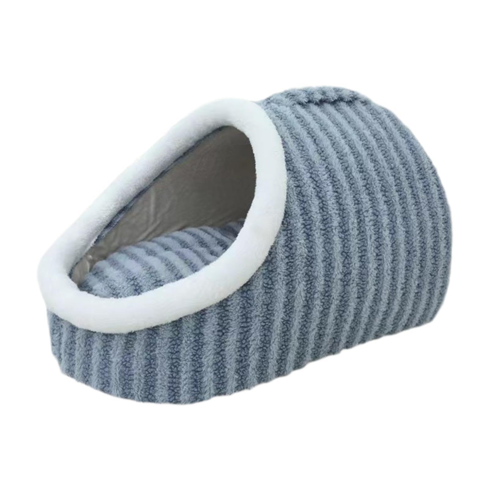 Niche pour animaux en tissu velours bleu avec coussin amovible en coton PP