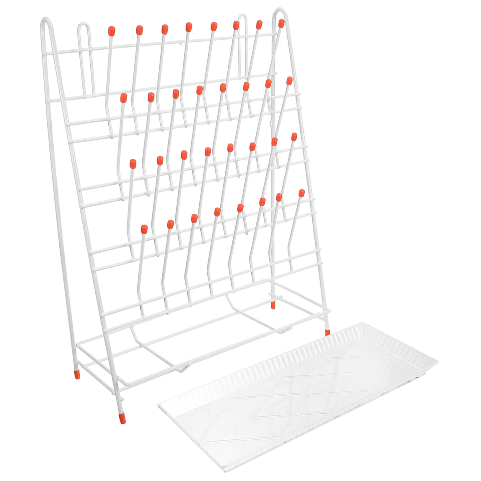 PartyKindom Égouttoir Verre en Fer Blanc à 32 Emplacements, Séchoir Tubulaire pour Laboratoire, Séchage des Bouteilles, Gain de Place et Nettoyage Facile