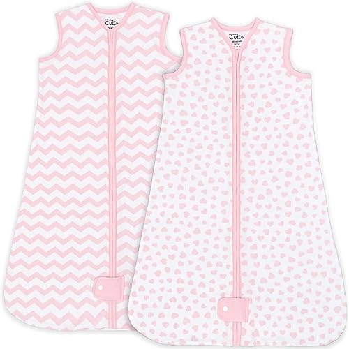 Comfy Cubs Saco de dormir, saco para bebé, paquete de 2, manta transpirable para recién nacidos y niños pequeños, lindo y cómodo, suave de algodón