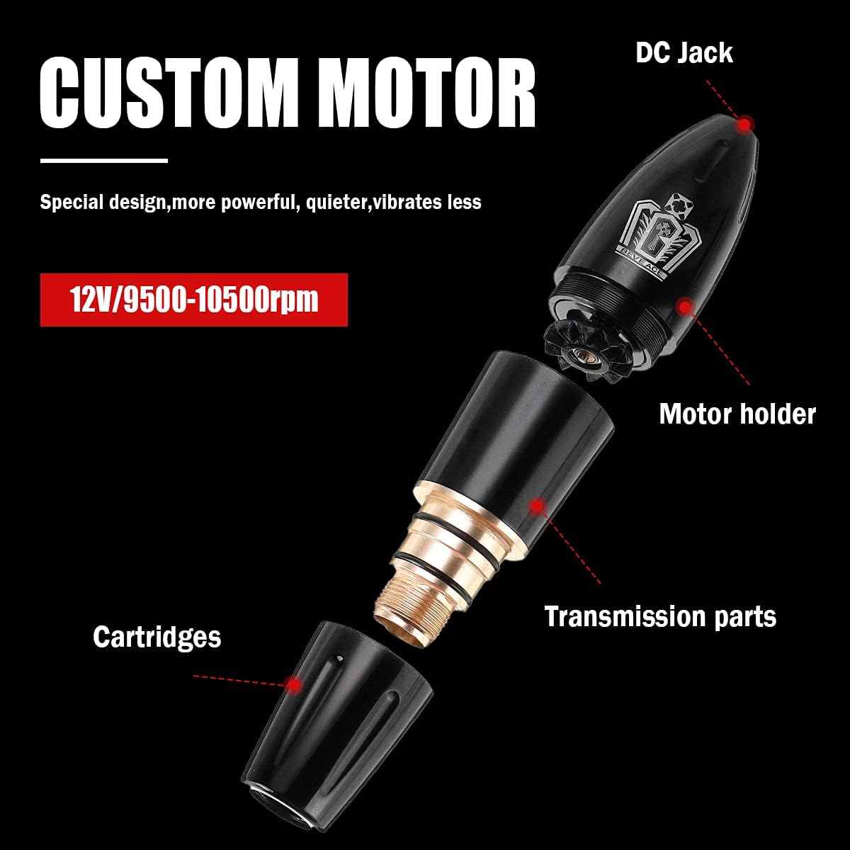 BEVEACE Tattoo Machine Kits, Rotary Pen Power Supply 30Pcs Cartridges Needles Foot Pedal Coreless Motor with Big Case : Beauty & Personal Care