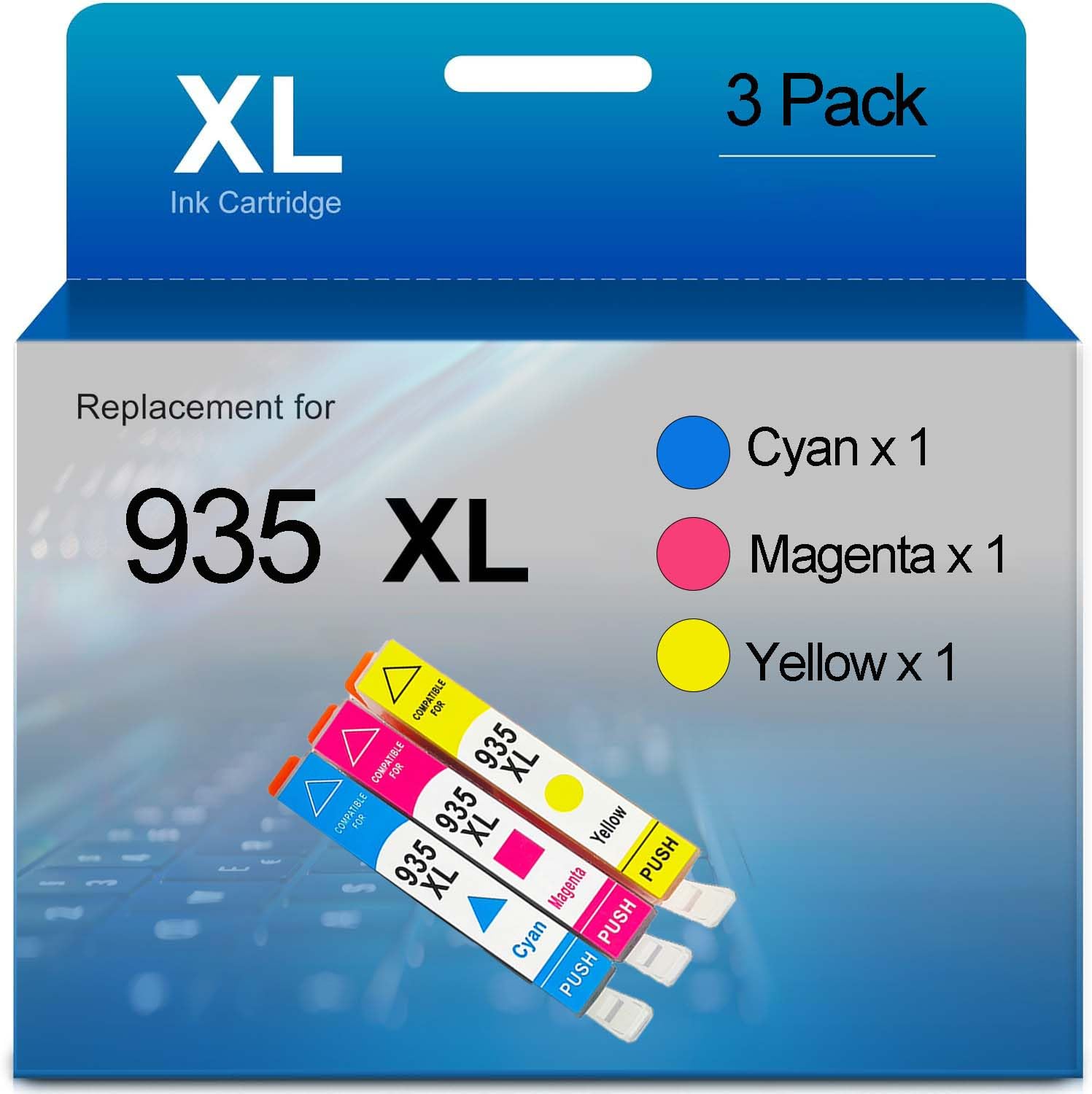 Lot De 6 Cartouches D'encre Compatibles HP 935C/M/Y XL - Marque Go Inks - Non OEM - Pour Imprimantes HP Officejet