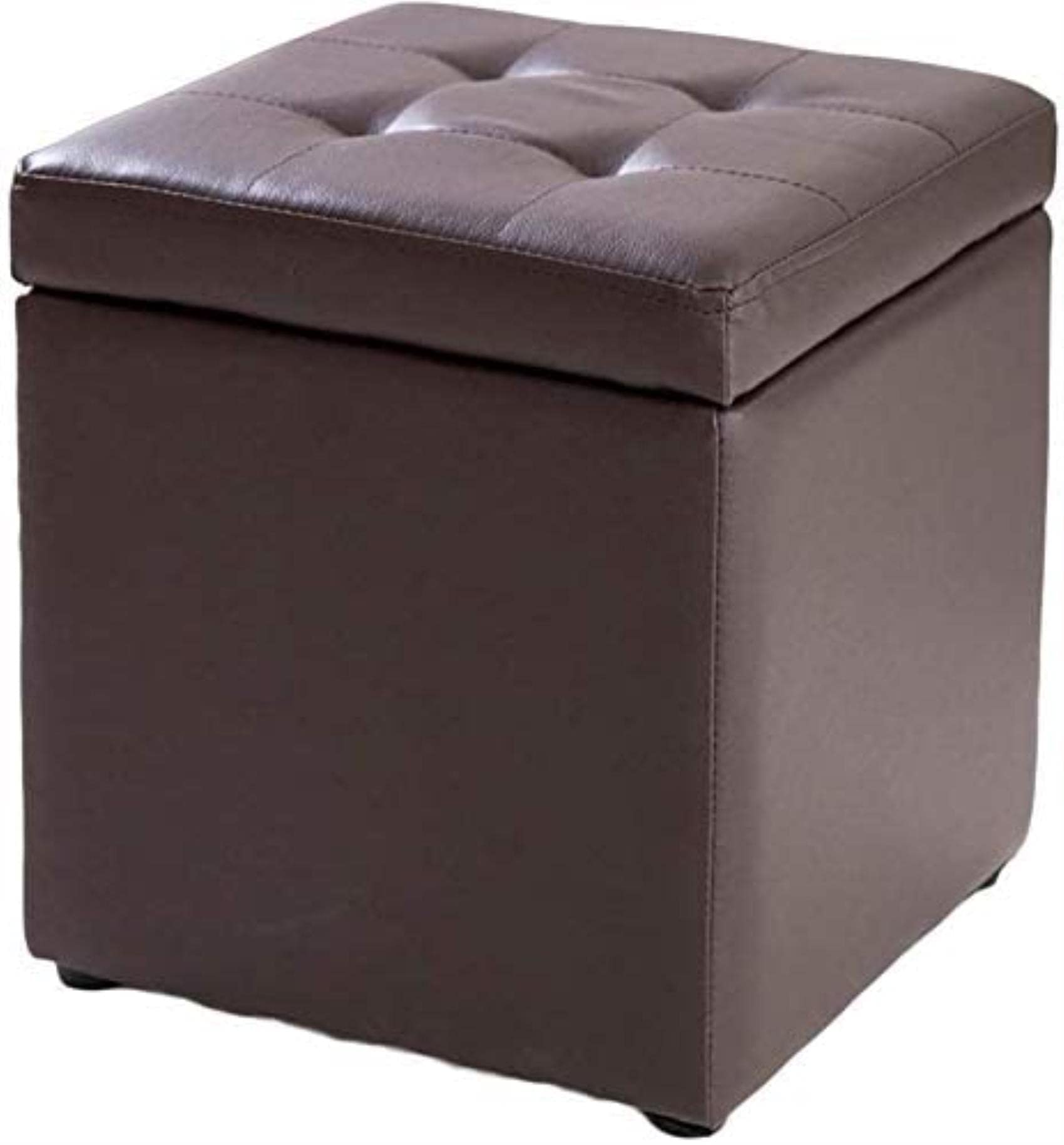 Repose-pieds coffre en similicuir marron 31 cm avec couvercle à charnière