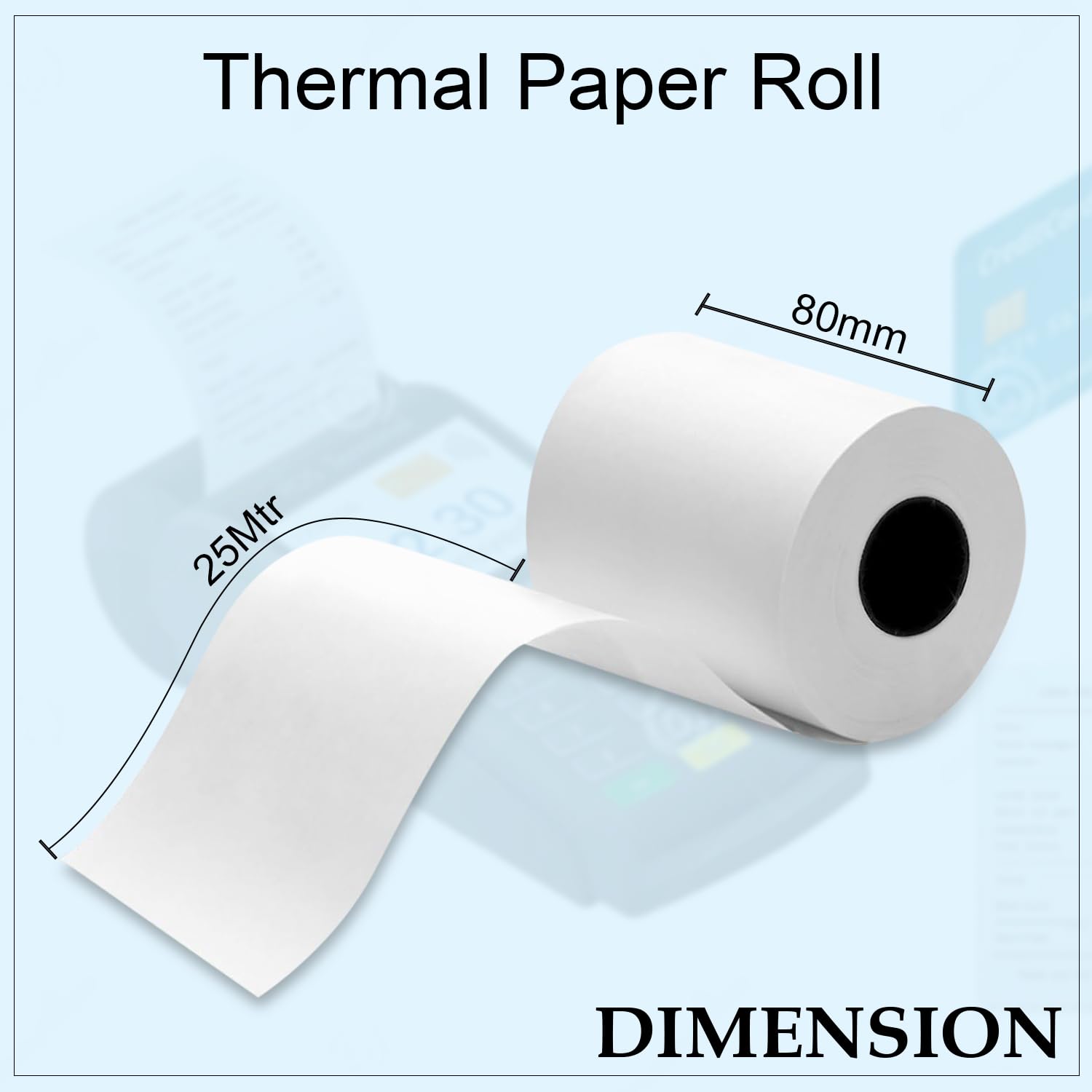 GLUN® 80mm(3 inches) x 25 Meter Thermal Receipt Paper Roll, BPA-Free, Print for POS, Credit Card Machines, Cash Registers (Pack of 10)
