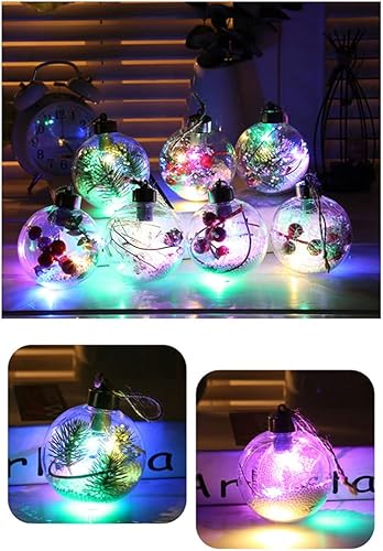 Miniatura 4 de Adorno de bola de Navidad iluminada, bolas de adornos de Navidad de plástico transparente, colgantes de Navidad, adornos de bolas de Navidad con luz