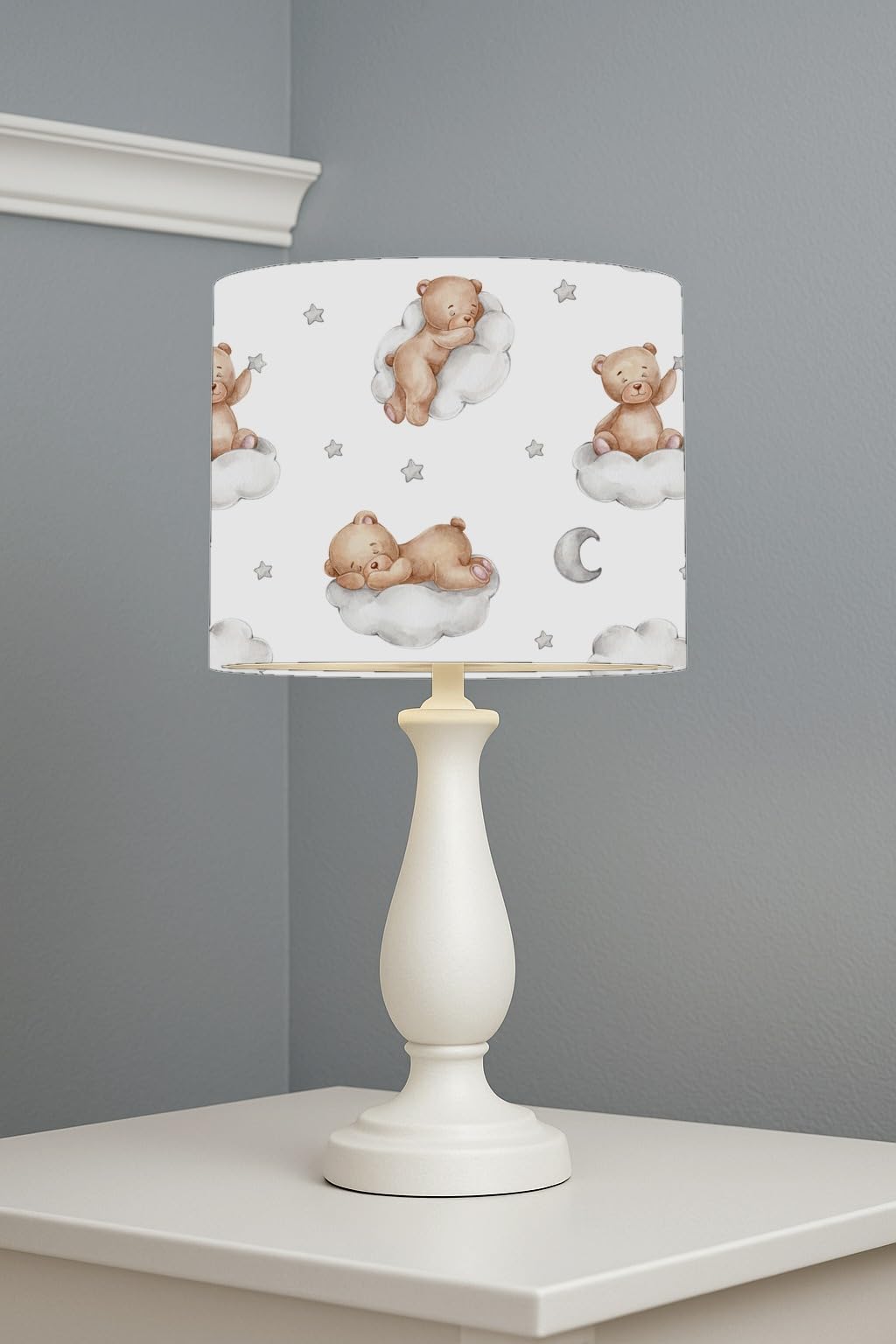 Dreamy Bear Clouds lightshade – 20 x 18.5cm Table Drum Shade | E33BB8