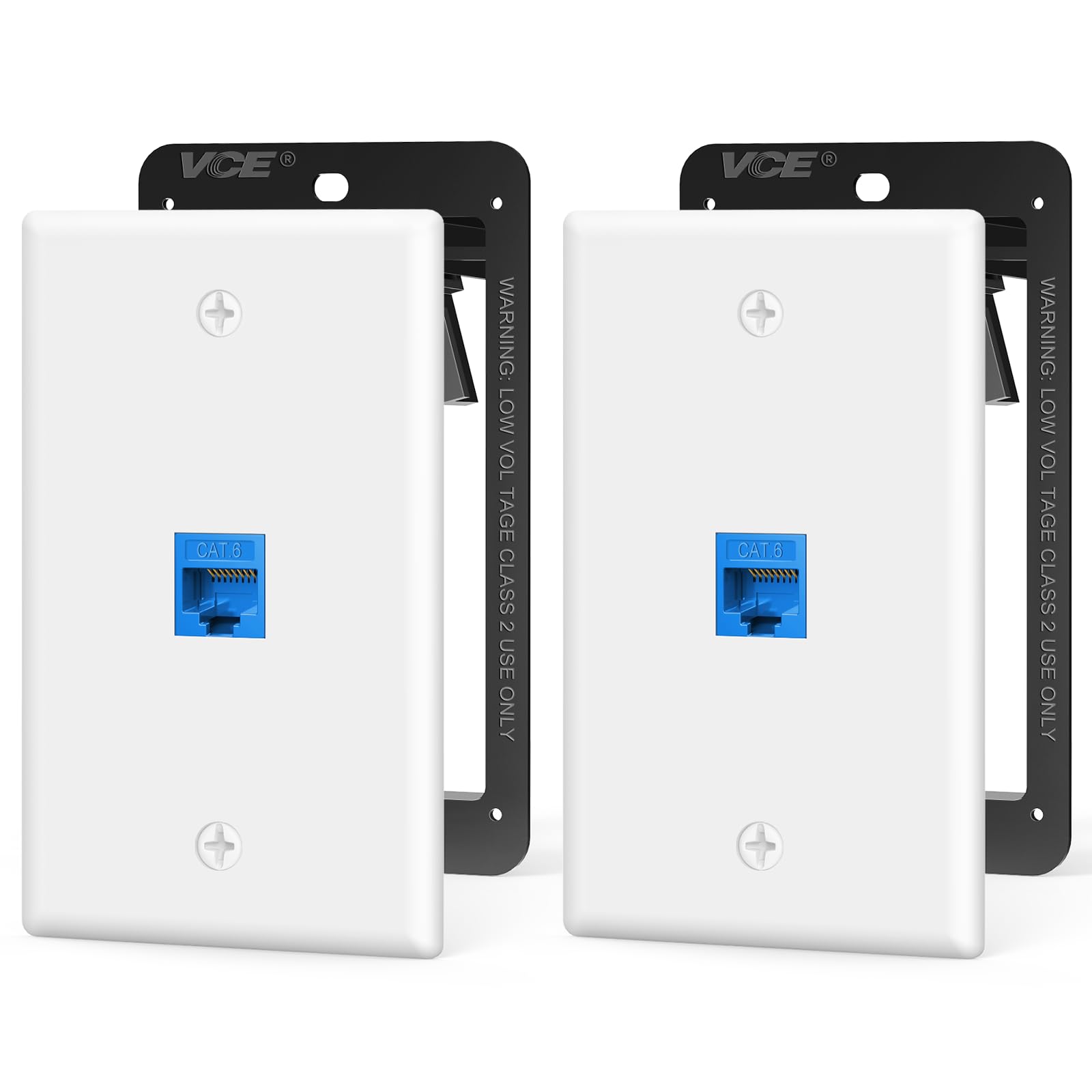 Photo 1 of VCE CAT6 Ethernet Wall Plate, Blue, 2-Pack