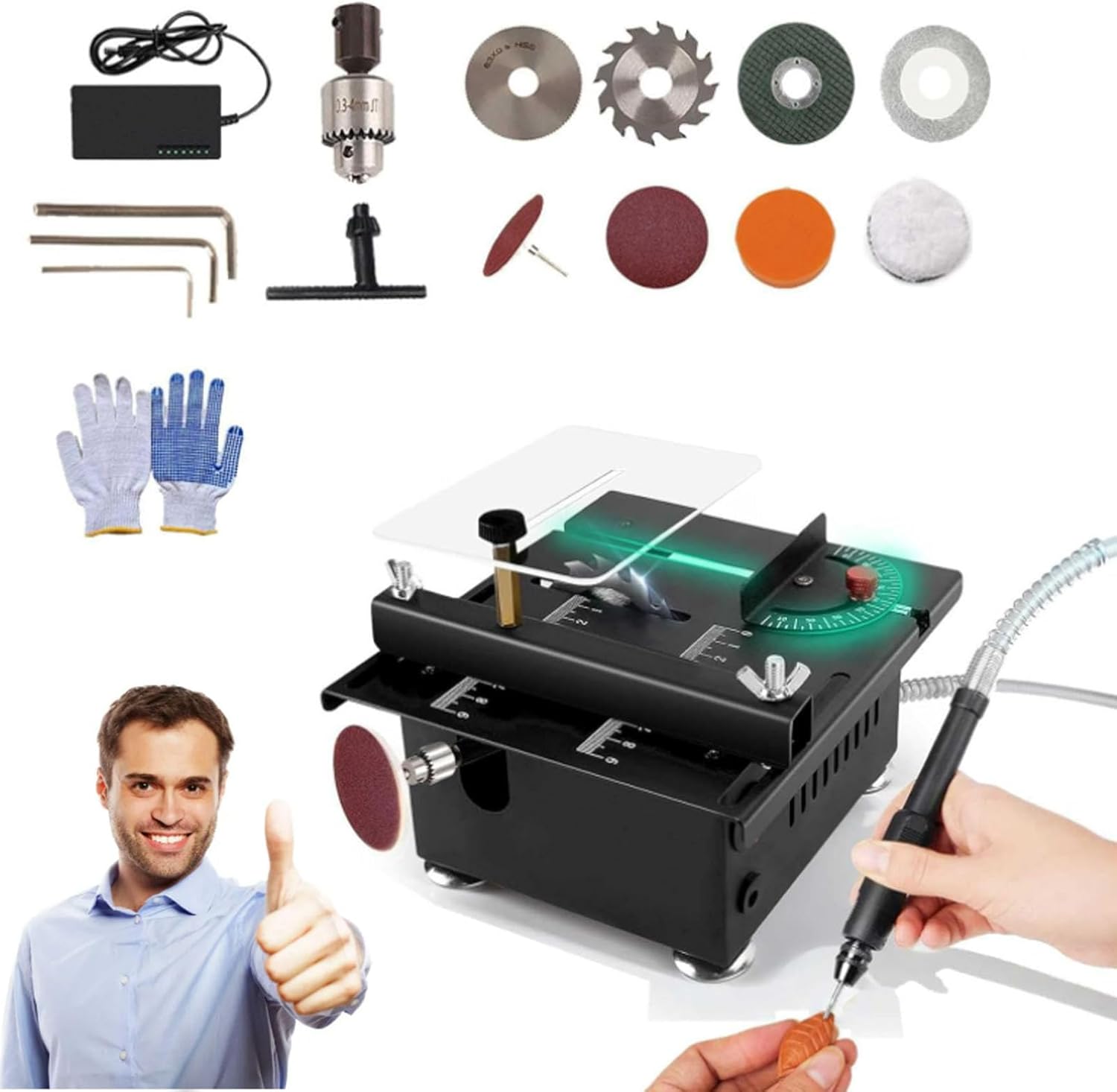 Mini Multifunctional Table Saw, 100 W Portable Mini Table Saw, 7 Speed