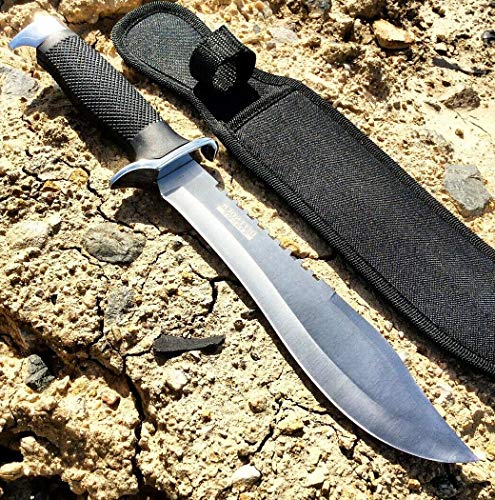 13" Defender Xtreme Serrated Blade Silver & Black Hunting Knife Ultra Sharp Fixed