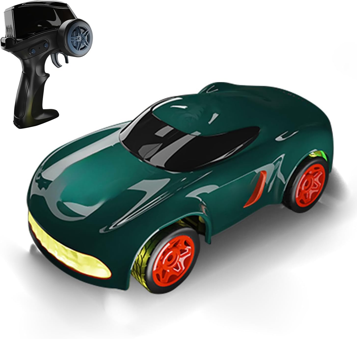 1/64 RC MINI High Speed Desktop Drift Car Q197 2.4Ghz Remote Control Four Wheel Drive Car Model RTR Battery Colorful Lights Hobby Grade Model for Adult Hobby(Green)