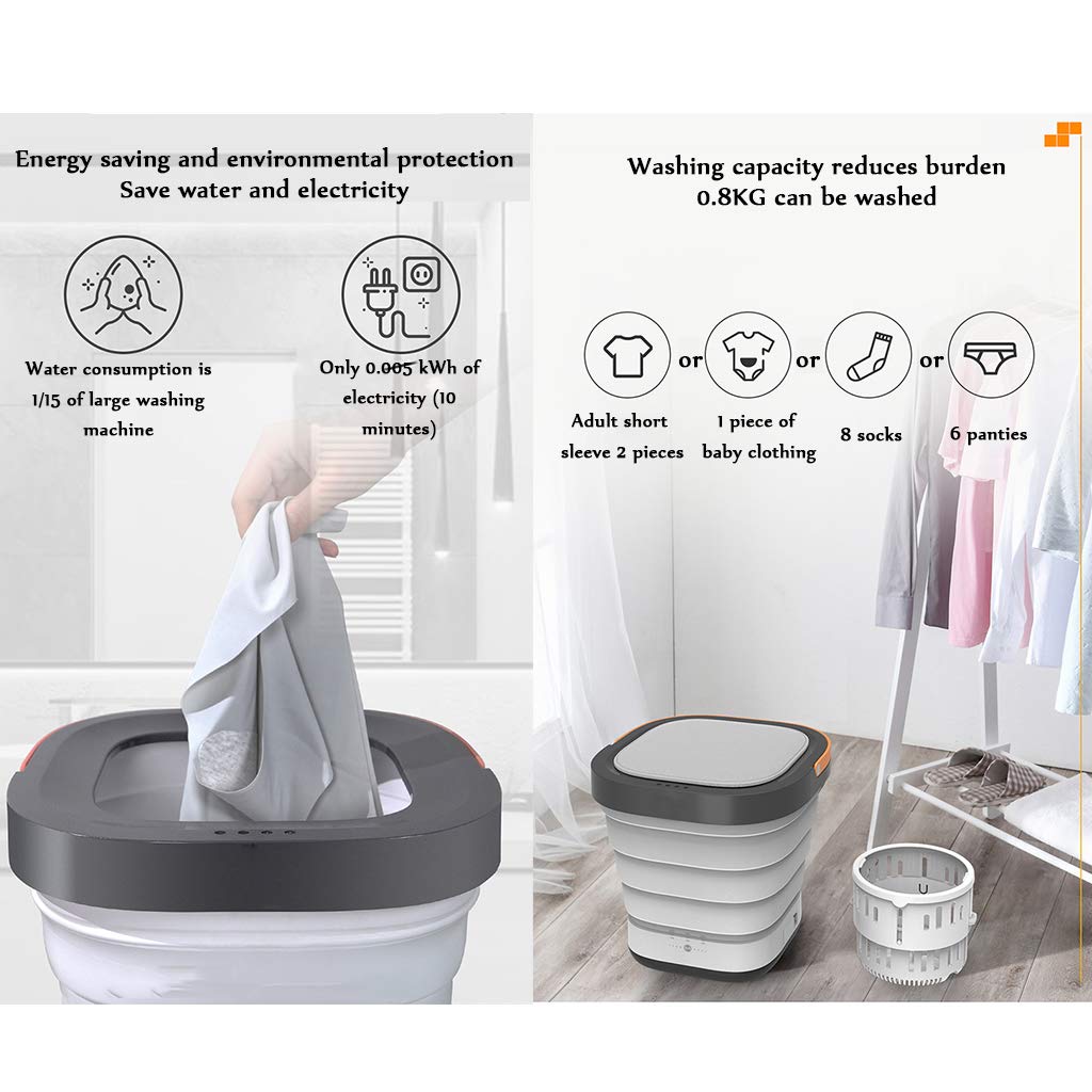 Lavadoras portátiles Lavadora portátil Plegable, Mini Lavadora y Secadora Plegables, pequeñas lavadoras compactas eléctricas, Ahorro de energía en Viajes a casa