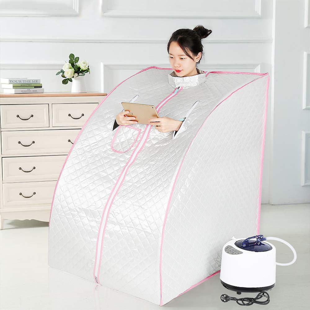 1000W Sauna à vapeur,Portable Home Sauna Infrarouge Spa Tente 98x70x80cm (Argent)
