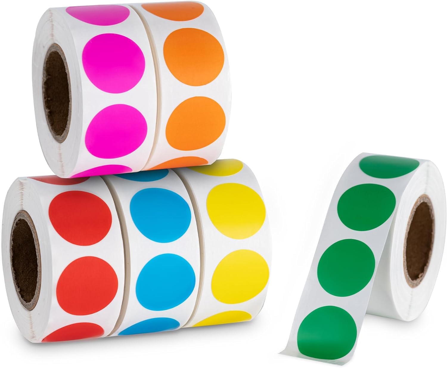 Generic3000Pcs Colored Dot Stickers, 1" Label Stickers, Round Color Coding Labels, Circle Dots Labels, Circle Stickers for Office, Classroom, Family (6 Rolls, 500 Stickers per Roll)