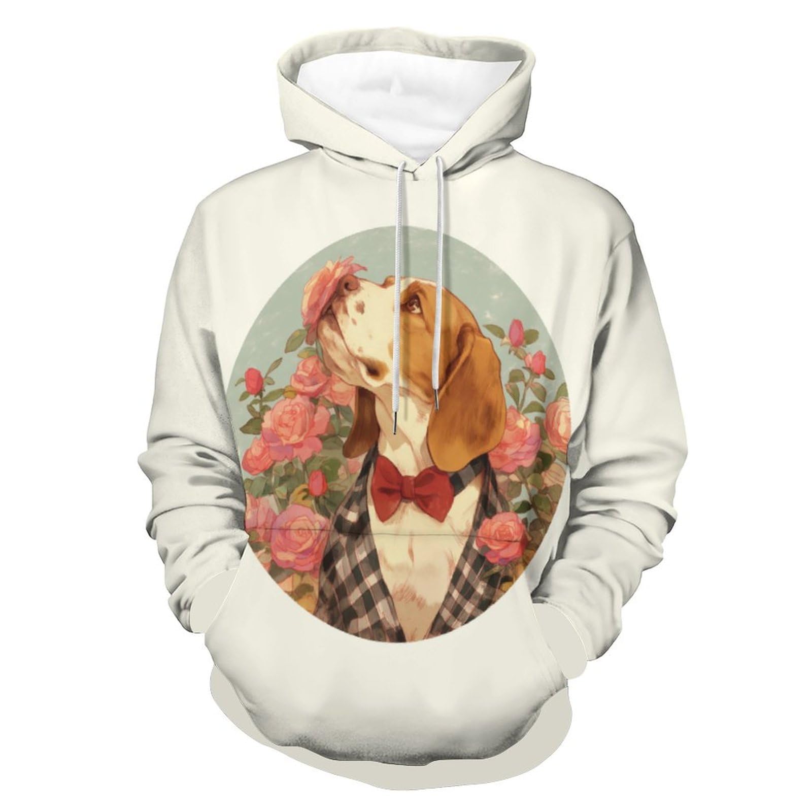 Sweat à capuche chaud et confortable motif chien rose fleur taille S - 8