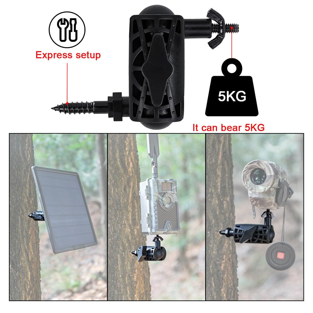 Soportes de Cámara de Caza, Soporte para Cámara de Trail con 360° / Conexión de Tornillo Universal Ajustable de 1/4 a 20 (6mm) para arbol, Caza y Cámara de Vigilancia