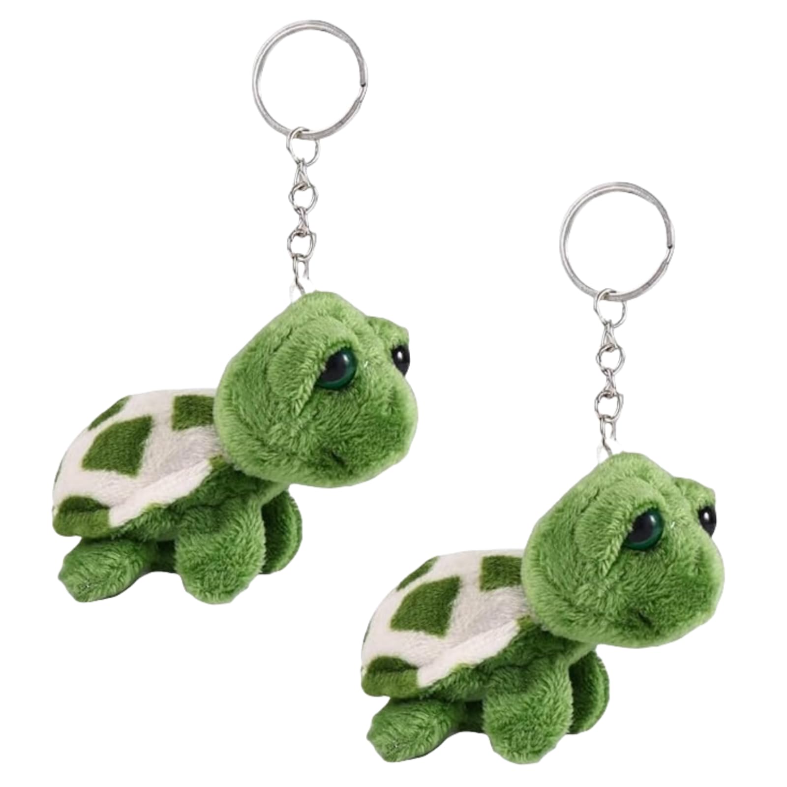 Wwyan Unisex Green 2Pcs Mini Sea Creatures Turtle Doll Keychain Gift Plush Key Ring Cartoon Bag Pendant Auto Animal Keychain Decoration Plush Keychain Automobile Keychains Trim Stuffed Animals