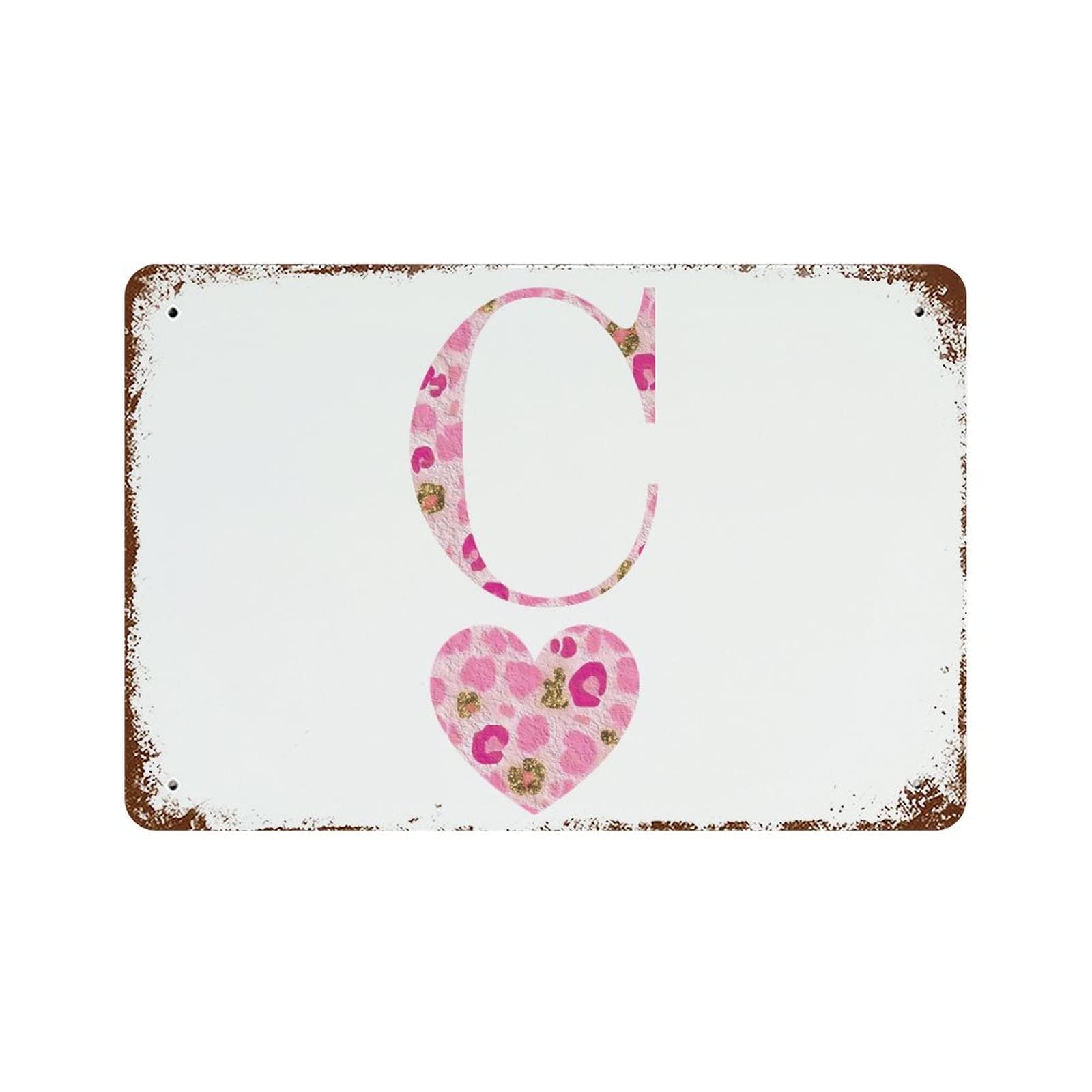 Cadeau romantique de Saint-Valentin : panneau aluminium lettre C cœur