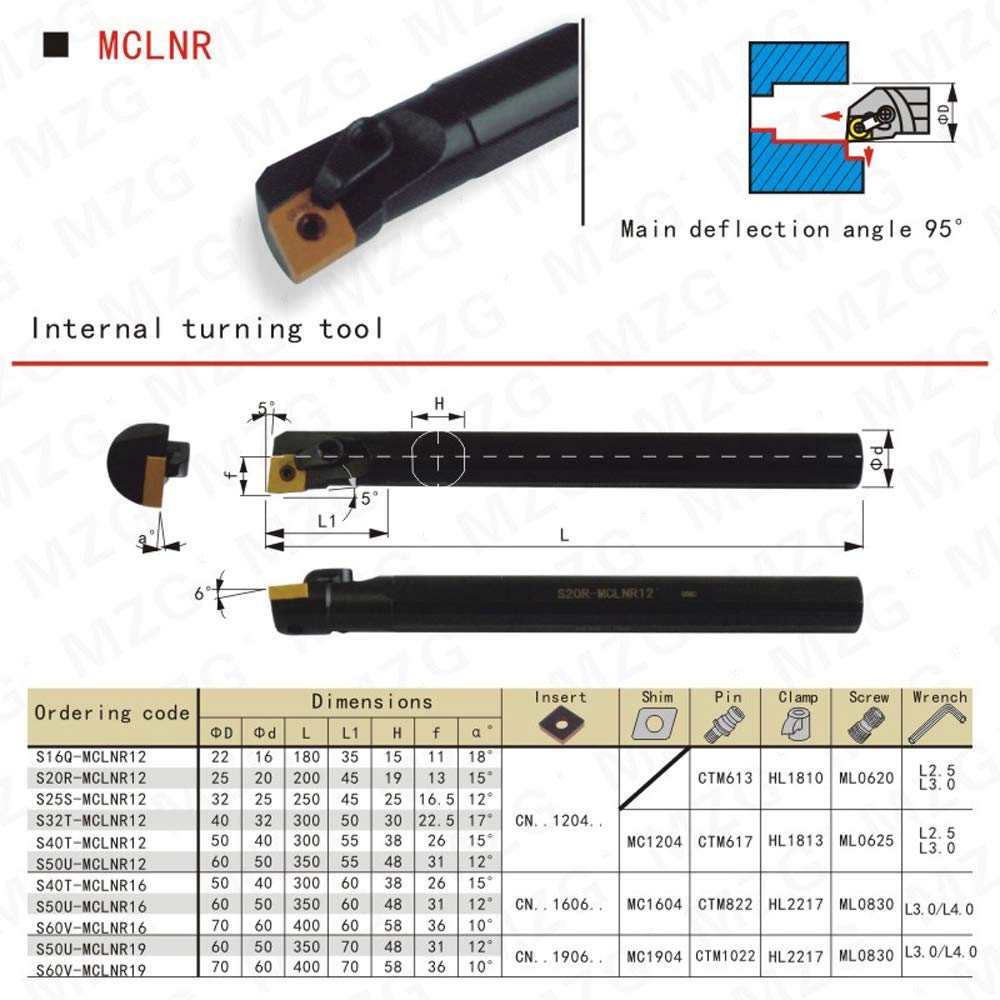 S25S-MCLNR12 CNC Tour à métaux Usinage Outils de tournage internes Indexable carbure Insert Cutter Alésage porte-outils