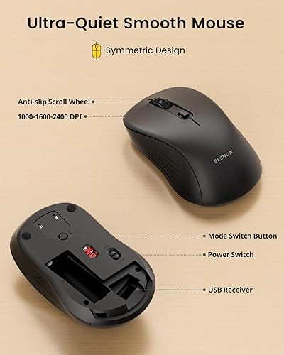 Miniatura 7 de seenda Teclado y mouse Bluetooth, COE200 USB + Bluetooth multidispositivo, juego de mouse ergonómico, combo inalámbrico de tamaño completo