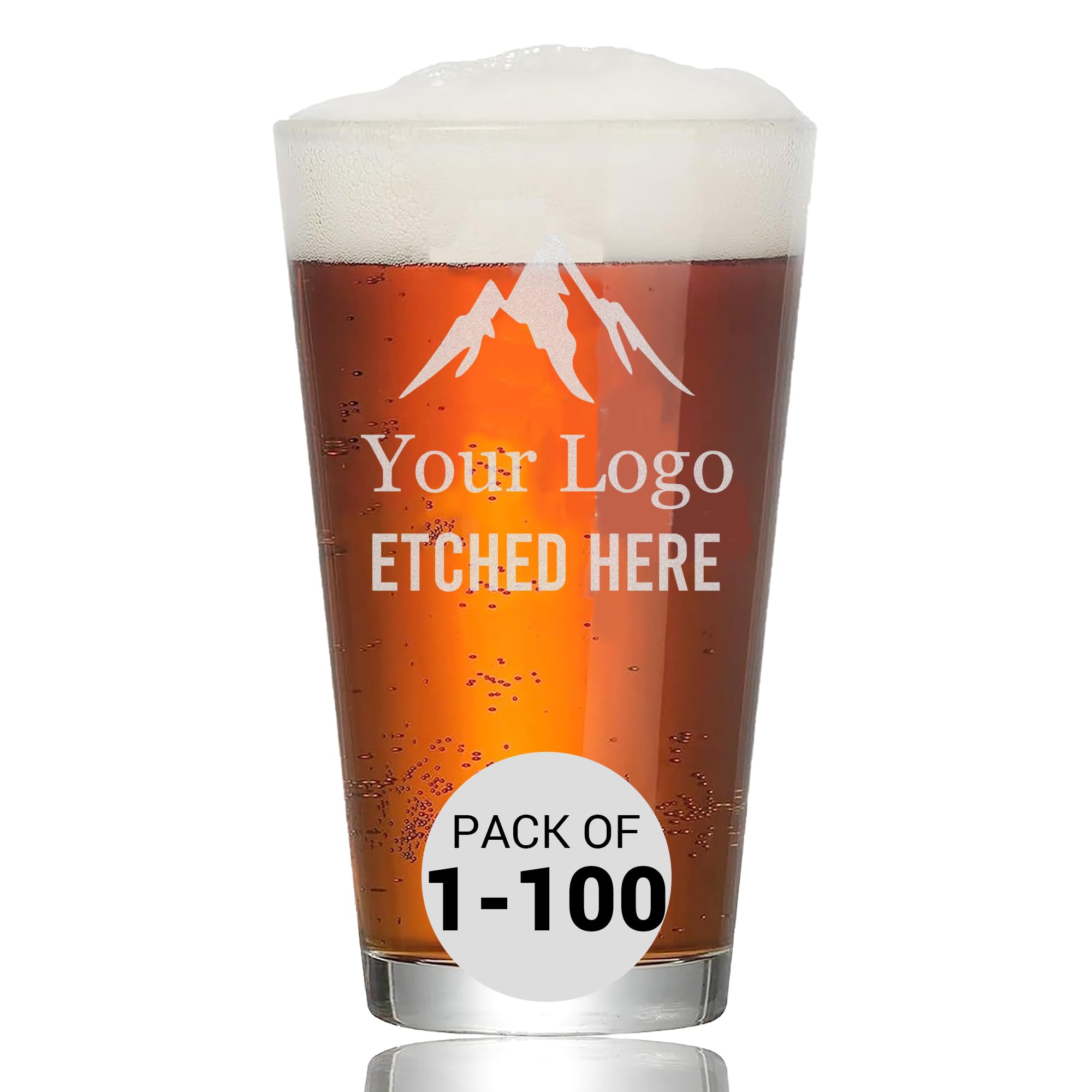 Custom Beer Glass with Engraved Logo & Text,- 16oz Personalized Etched Beer Pint, Fun Gift for Men, Dad, Birthday, Best Friend, Promotional Bulk Option for Wedding, Business, Regalos Personalizados