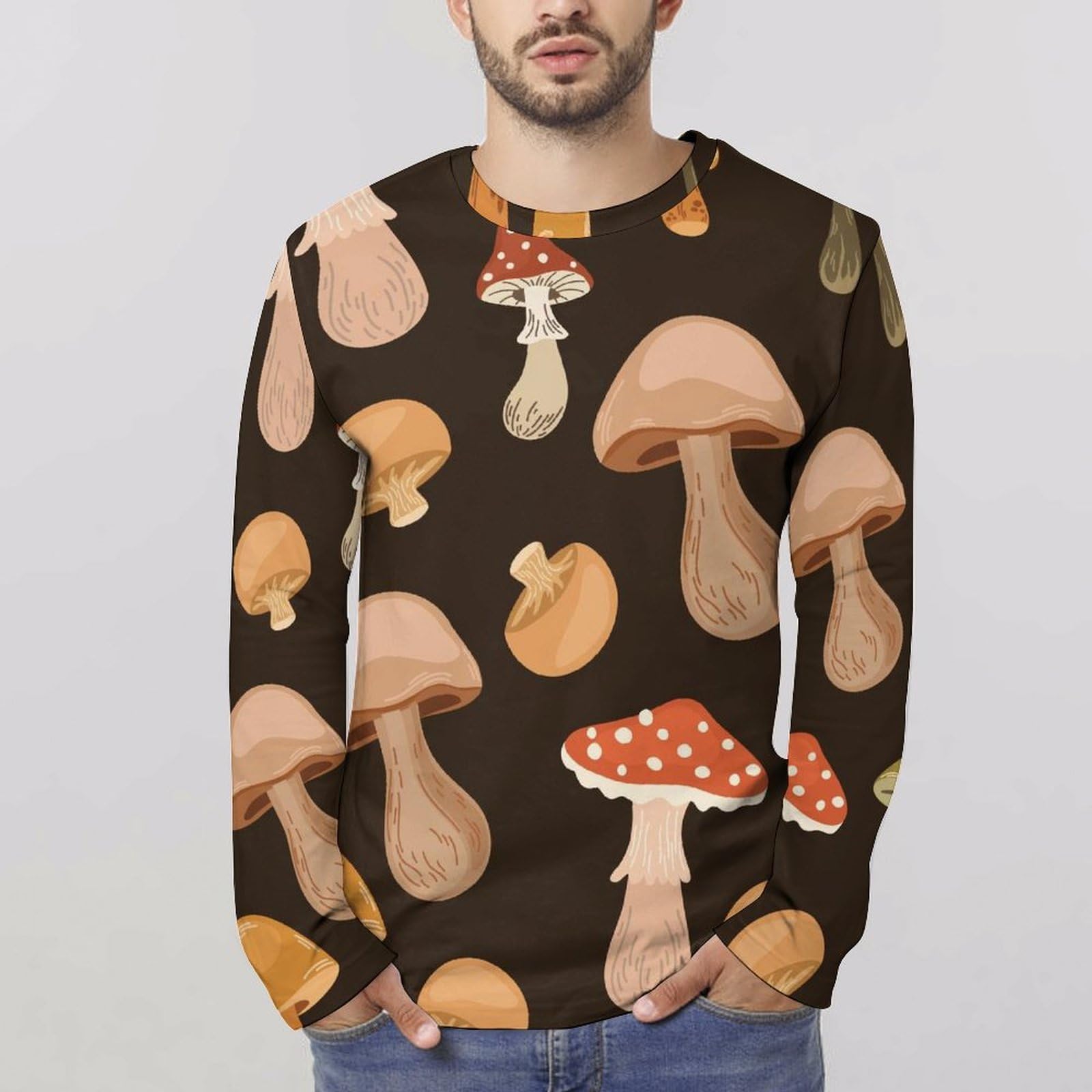 Amazon.co.jp: 長袖Tシャツ メンズ きのこ キノコ しいたけ ロングT