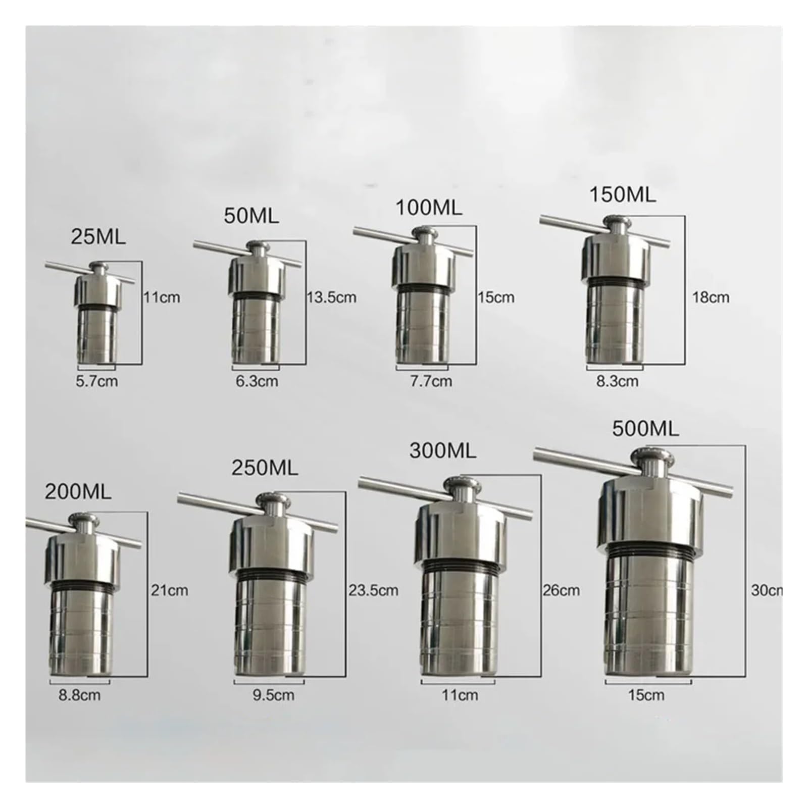 Reactor hidrotermal de autoclave de 5-500 ml con síntesis hidrotermal de cámara de PTFE Rendimiento alto(200ml)