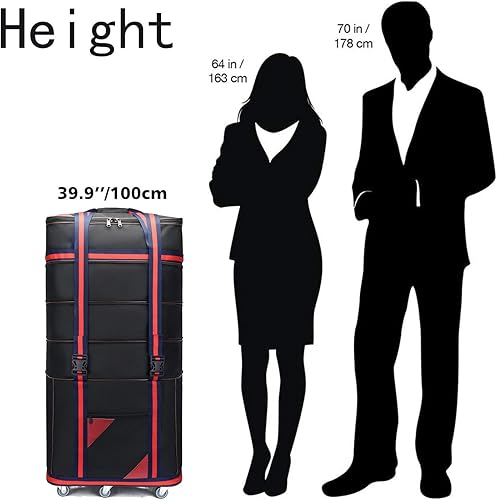 Miniatura 7 de ELDA Maleta plegable expandible para hombres y mujeres, bolsas de viaje con ruedas universales, equipaje ligero de gran capacidad, Negro