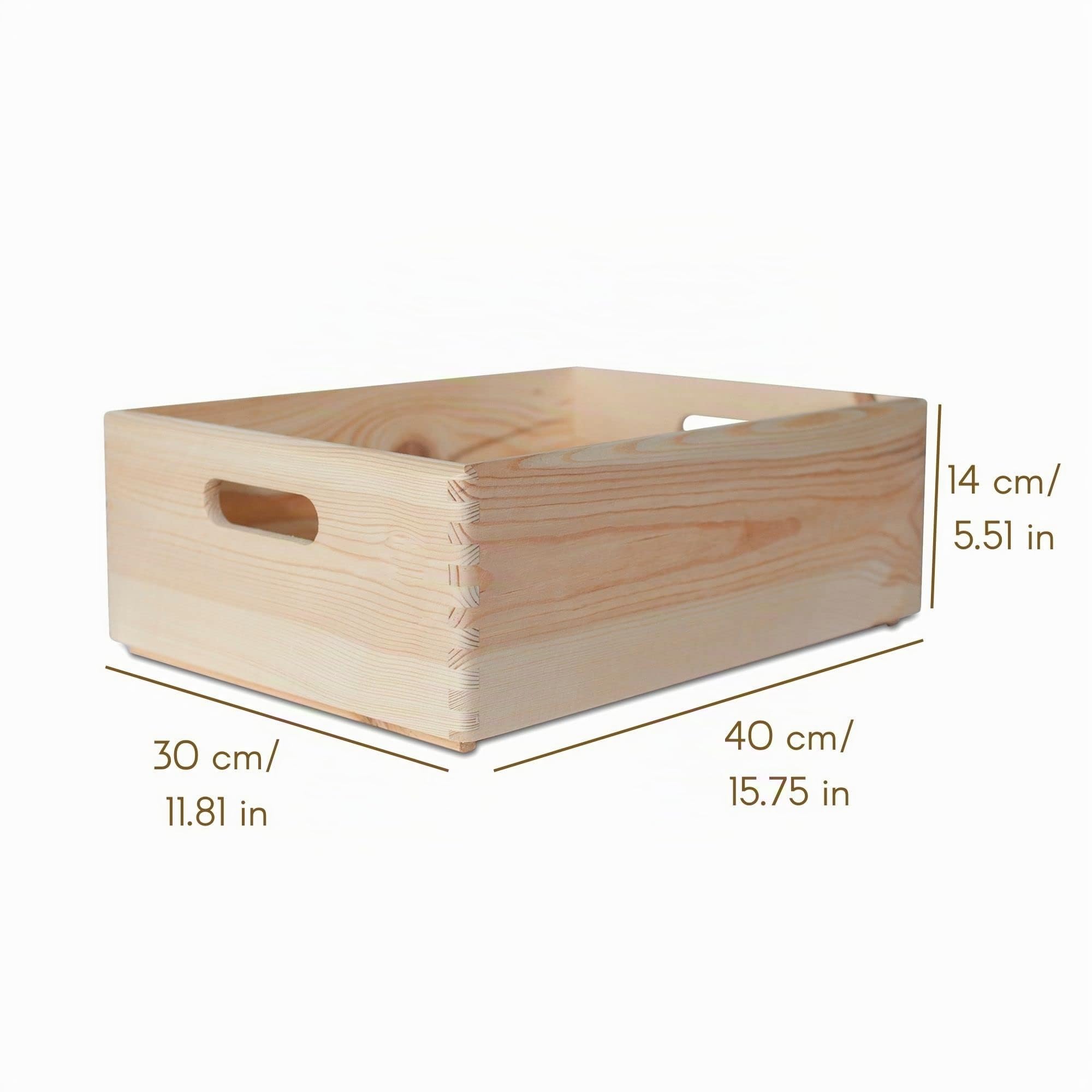Creative DECO XL Grande Caja Madera Decorativa Almacenaje | 40 x 30 x 14 cm (+/-1cm) | Asas | Cesta Cajón Baúl Cofre Pascua Decoupage Decorar Fruta Documentos Objetos Juguetes Herramientas