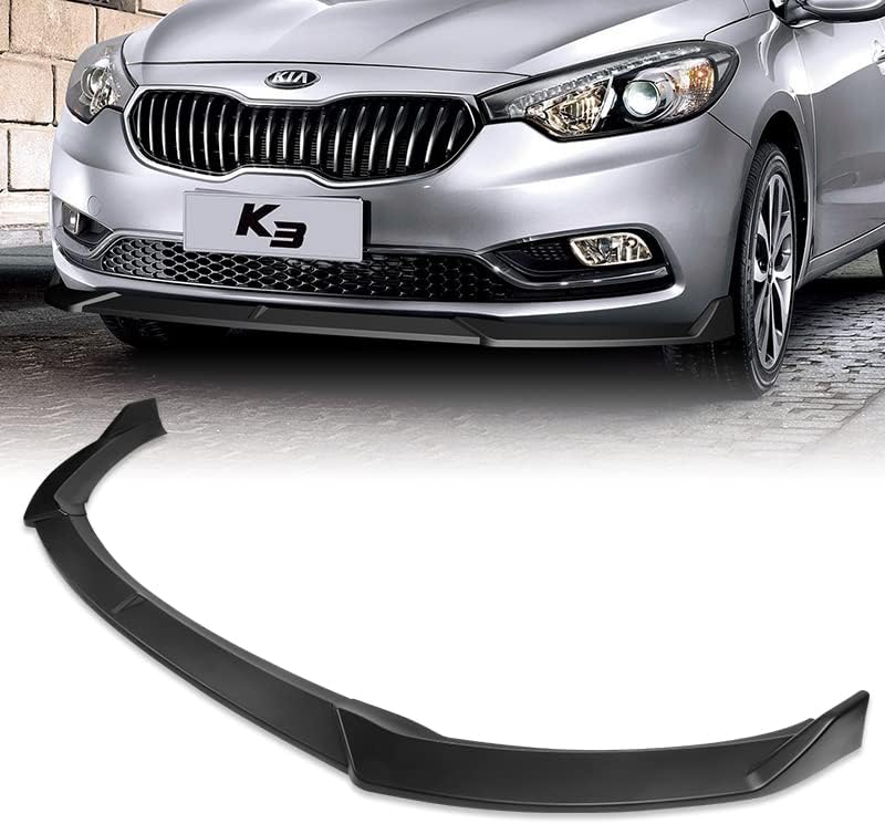 Miniatura 7 de EPARTS - Juego de 3 piezas de alerón de parachoques delantero negro sin pintar, protector de cuerpo lateral de barbilla, compatible con Kia Forte